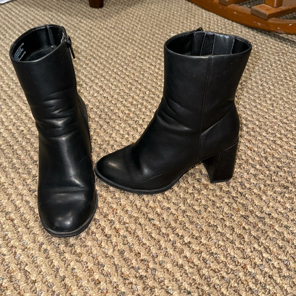Black leather heeled boots from A New Day